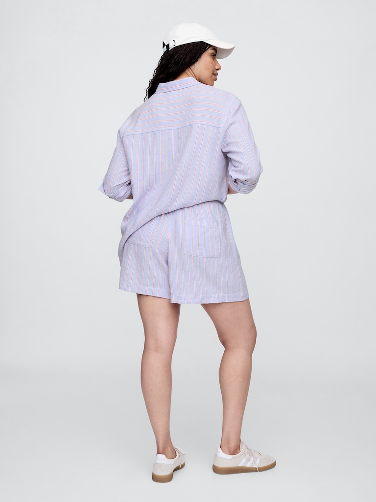 4" Mid Rise Pull-On Linen-Blend Shorts