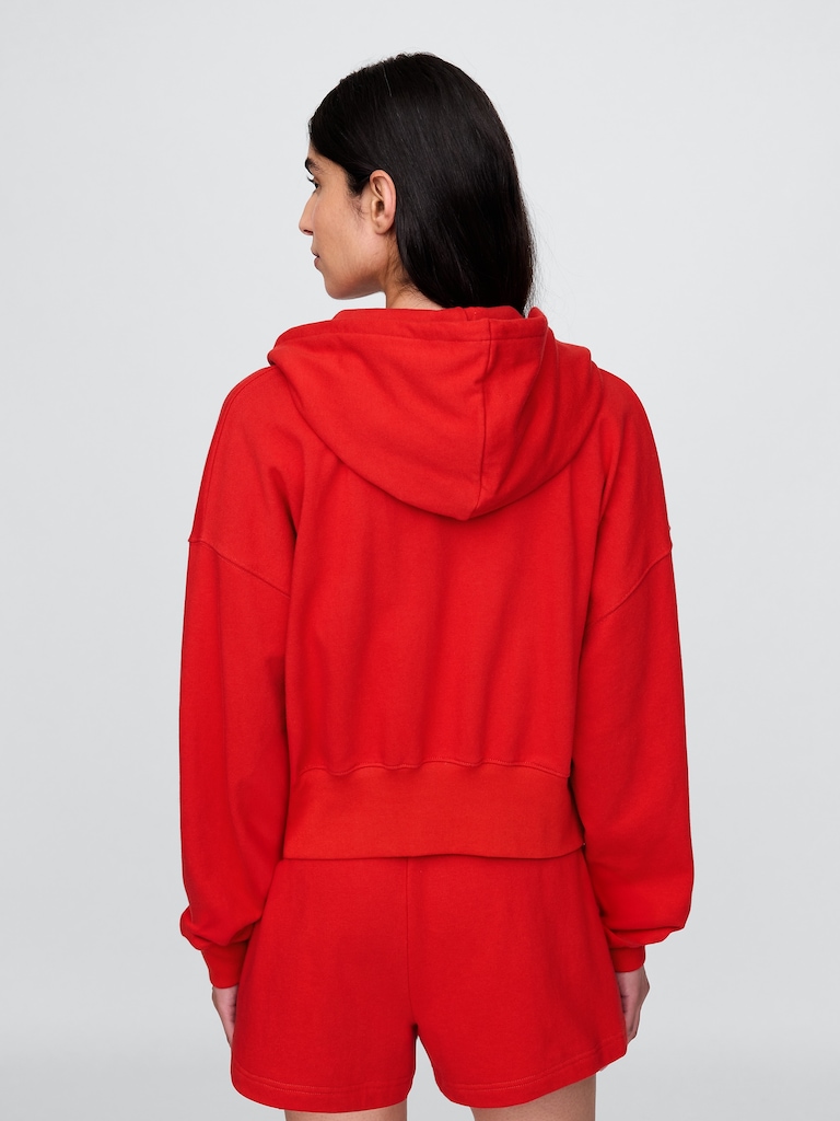 French Terry Oversized Zip Wedge Hoodie