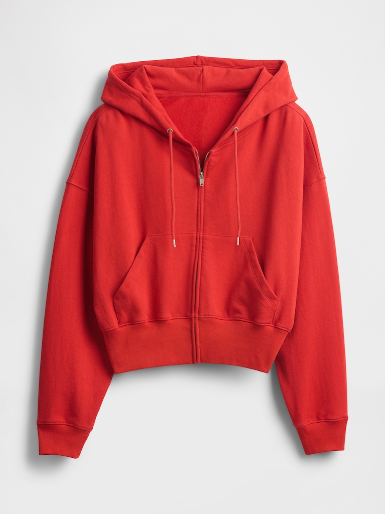 French Terry Oversized Zip Wedge Hoodie