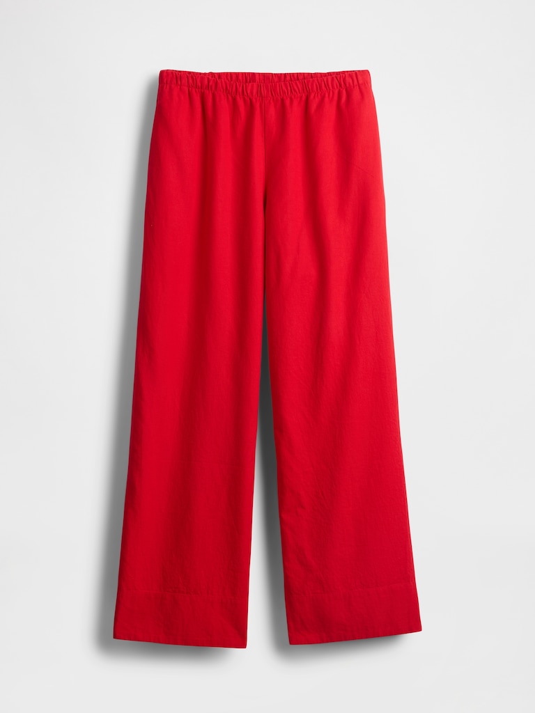Linen-Blend Easy Wide-Hem Pants