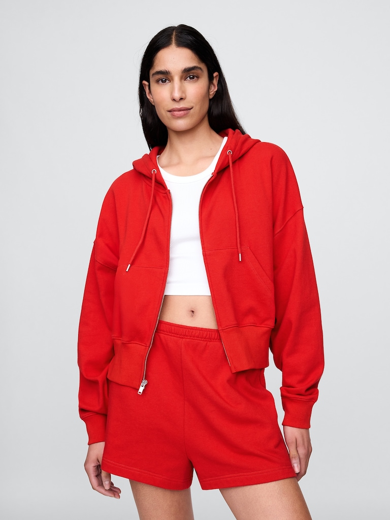 French Terry Oversized Zip Wedge Hoodie