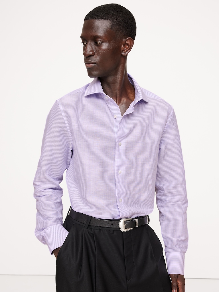 Slim-Fit Linen-Cotton Dress Shirt