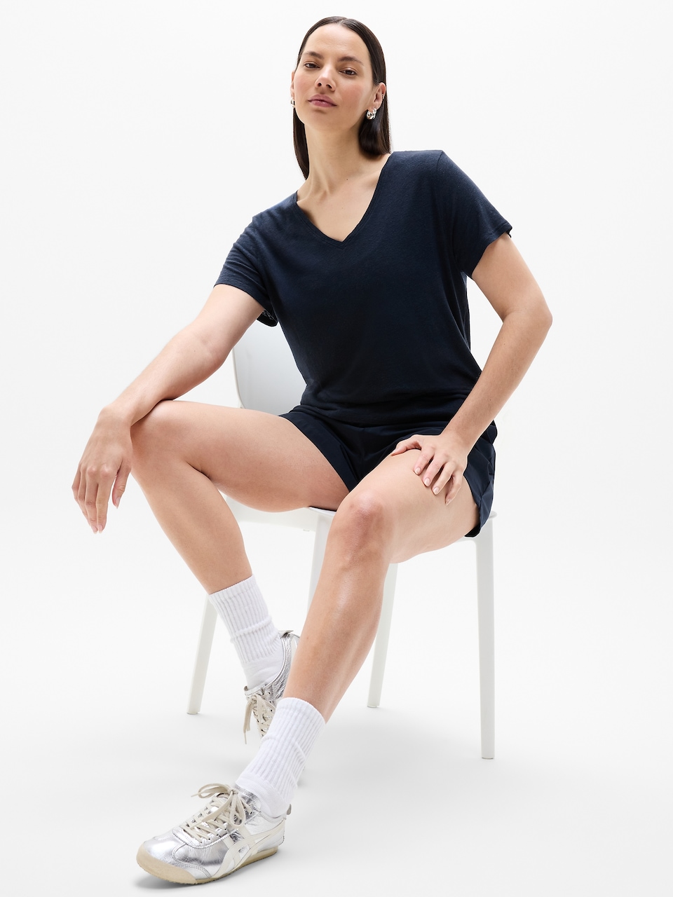 Getaway Linen Blend V-Neck Tee