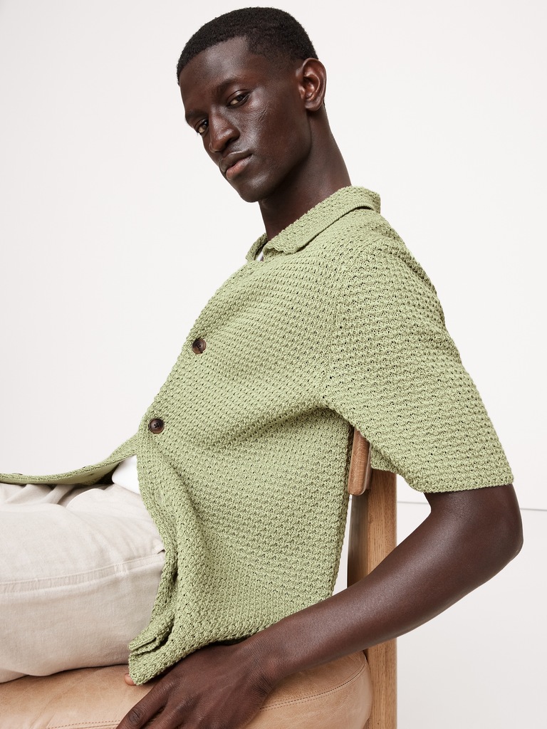 Crochet Cotton Knit Shirt