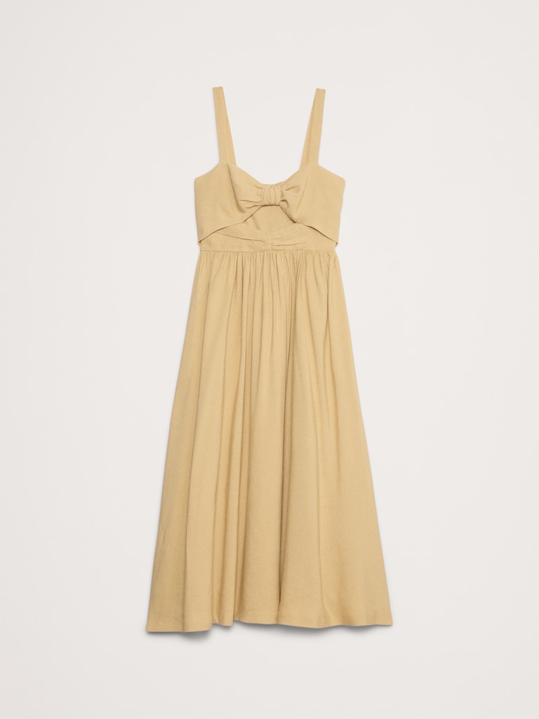 Viscose-Linen Dupioni Bow-Front Maxi Dress