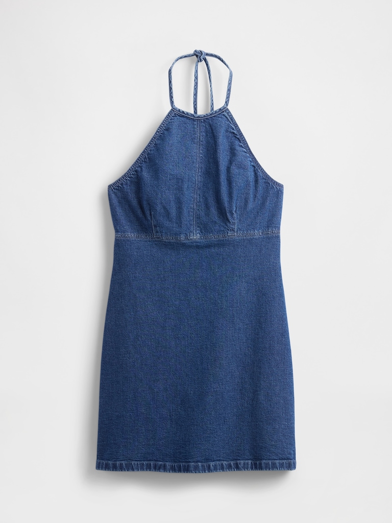 Denim Halter Mini Dress
