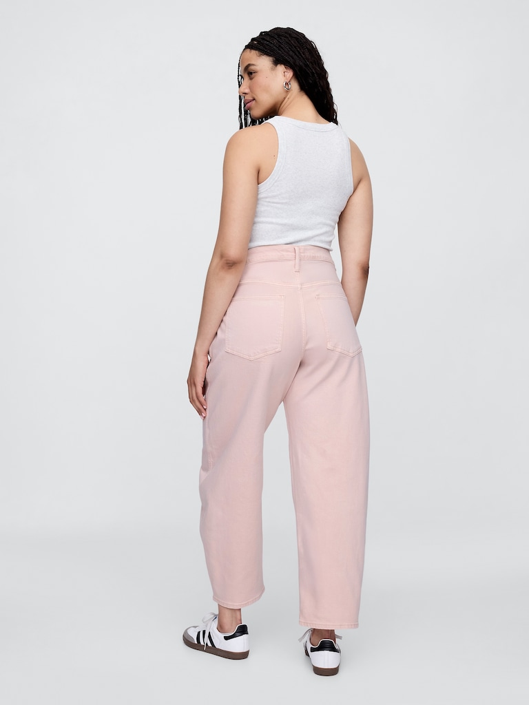 High Rise Seamed Barrel Jeans