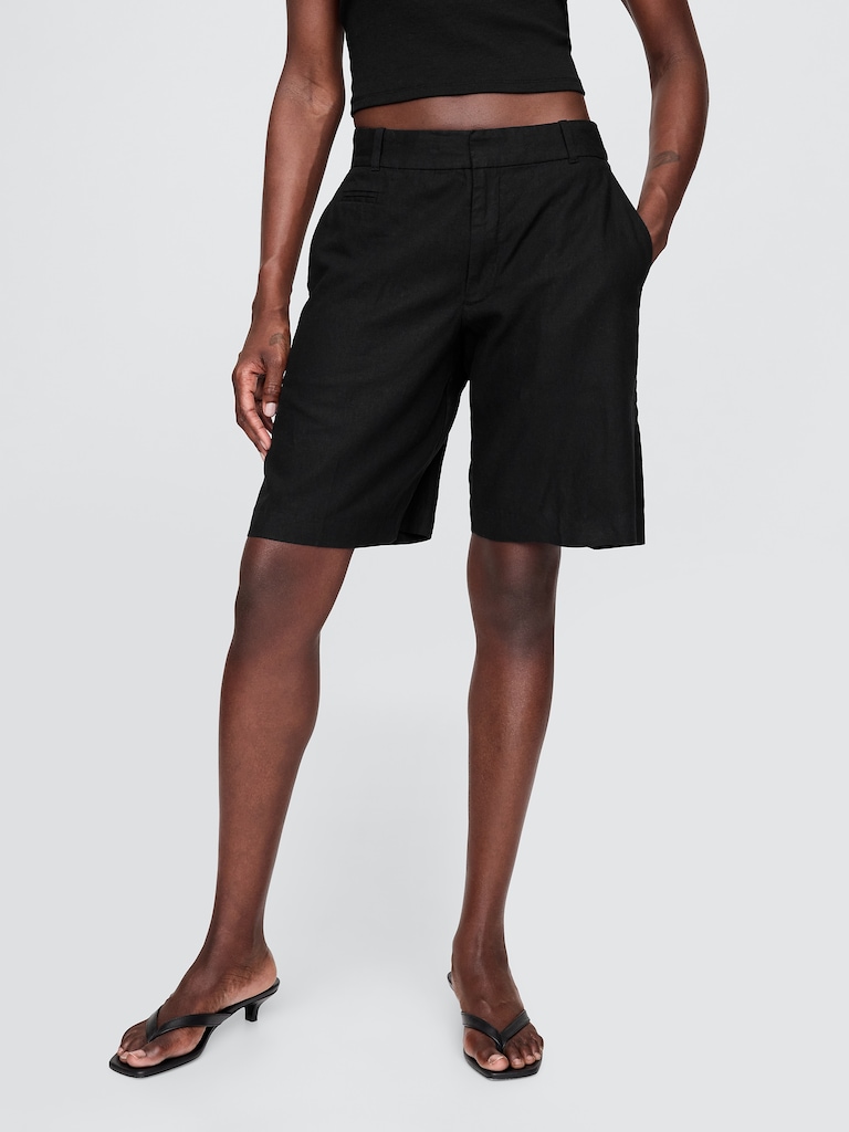 365 Low Rise Linen-Blend Trouser Shorts