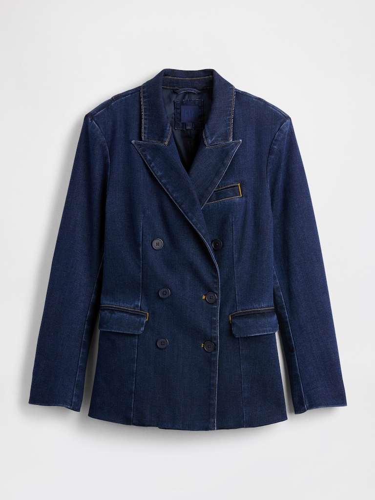 GapStudio Denim Double-Breasted Tailored Blazer