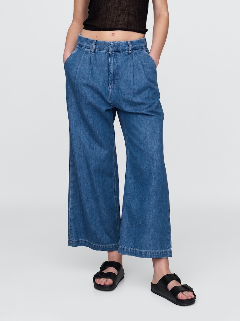 365 High Rise UltraSoft Denim Pleated Ankle Trousers