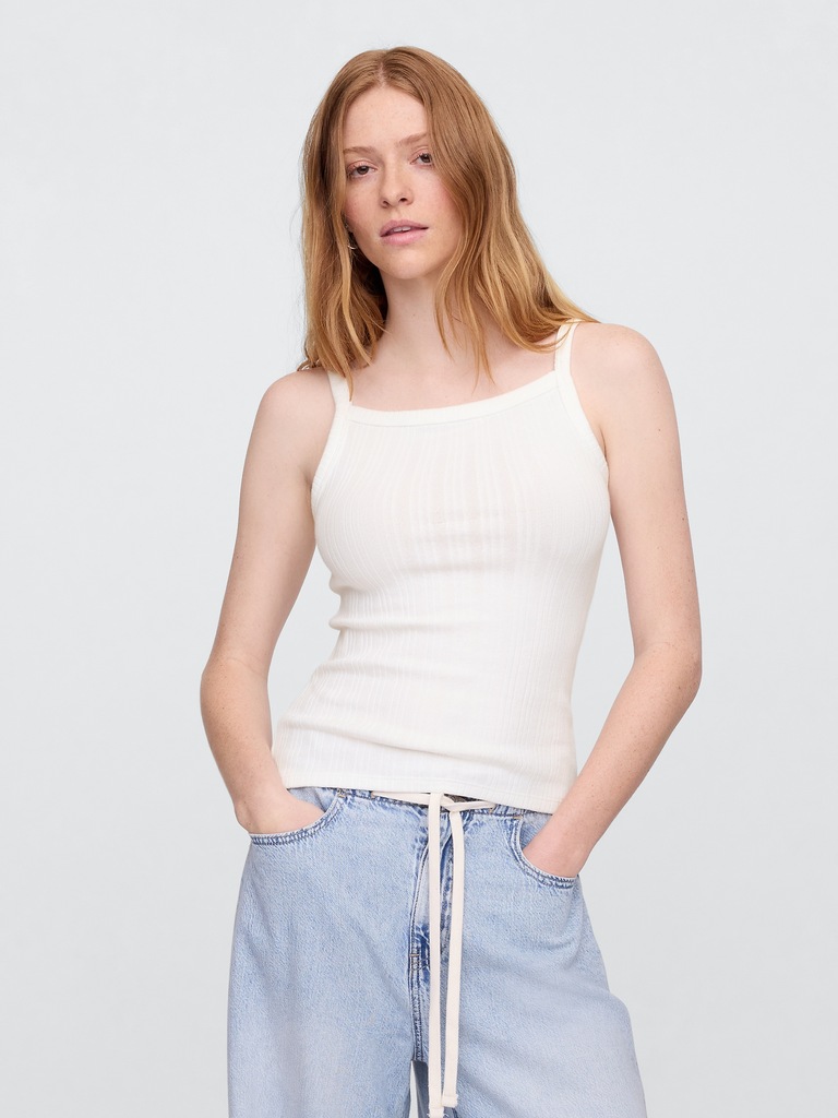 Ribbed Squareneck Tank Top