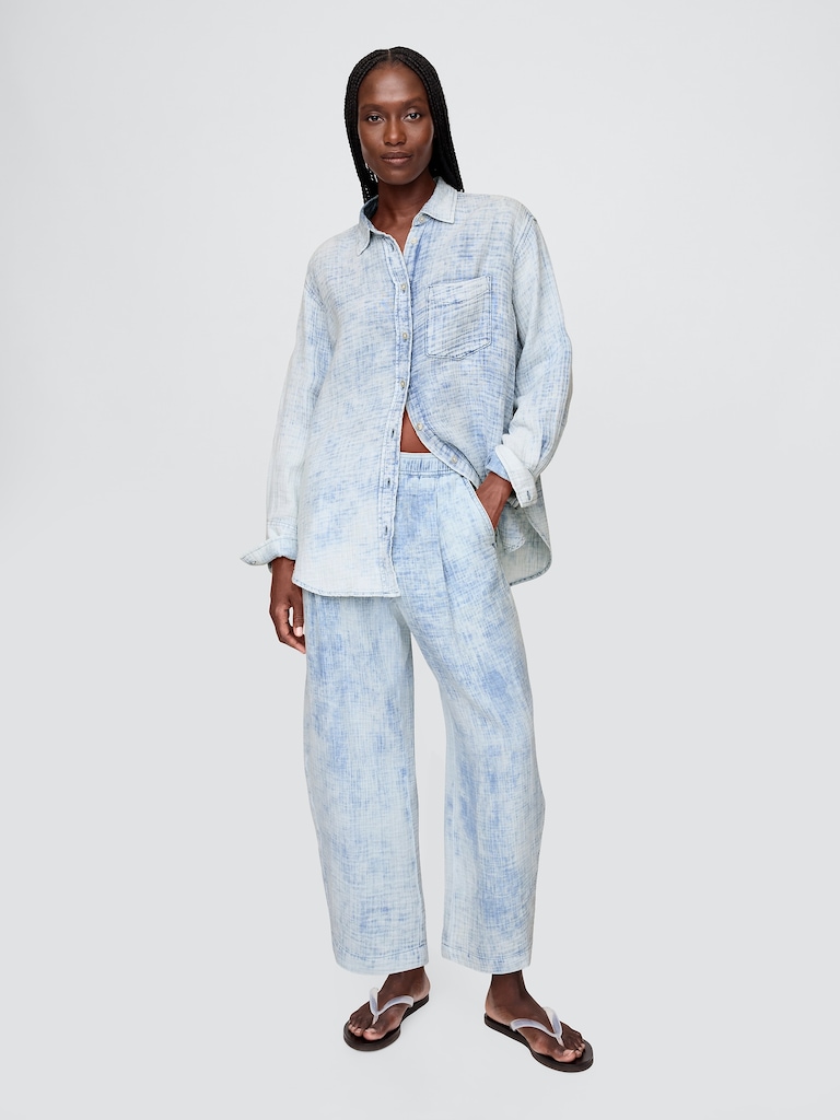 Cotton Gauze Denim Oversized Shirt