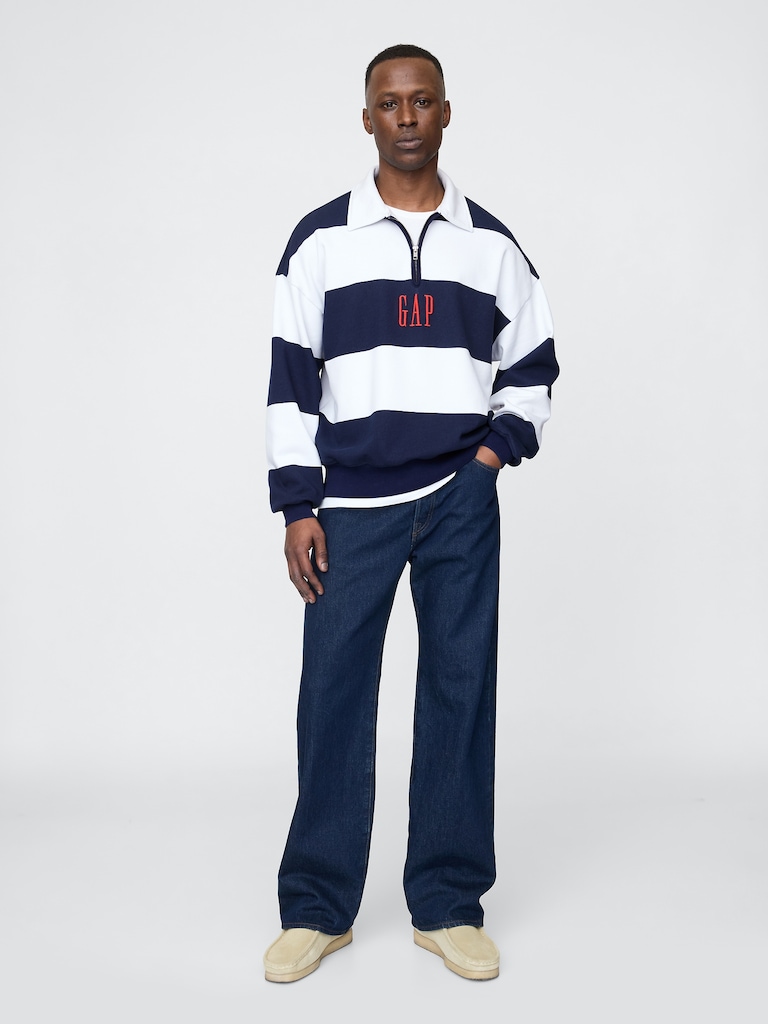 Heavyweight Striped Logo Pullover