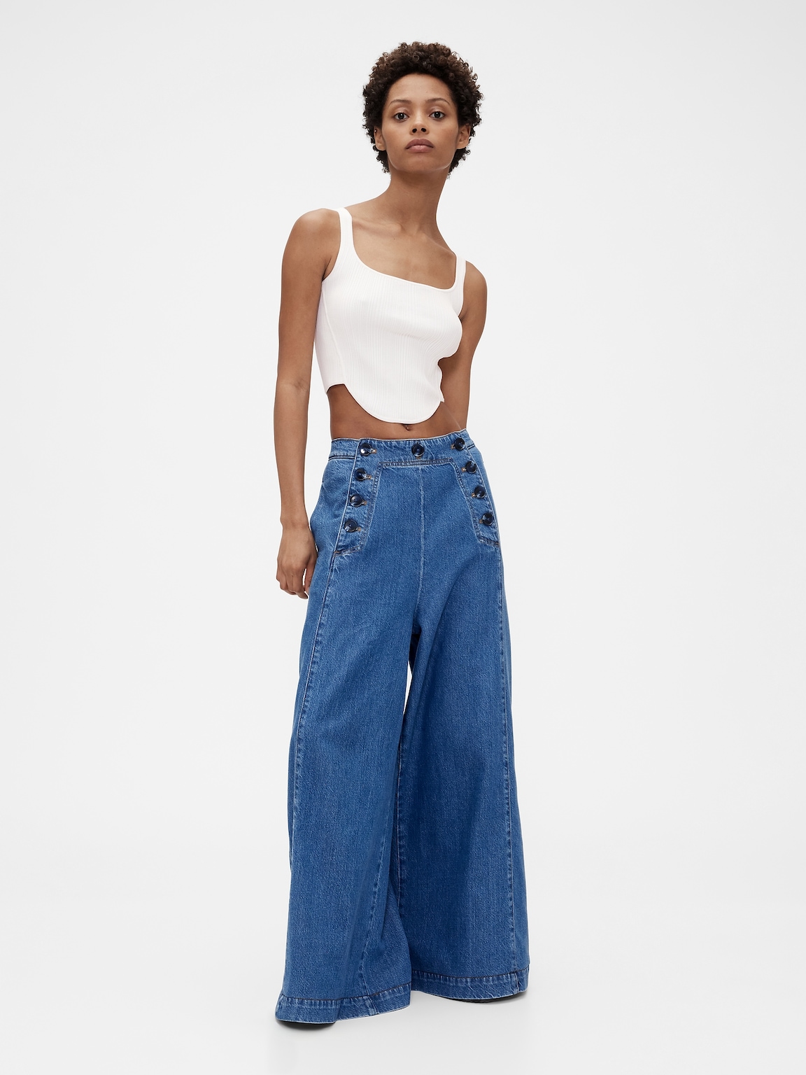 GapStudio High Rise Denim Sailor Pants
