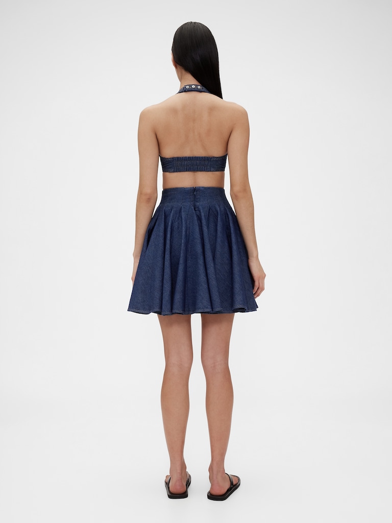 GapStudio Pleated Denim Mini Skirt