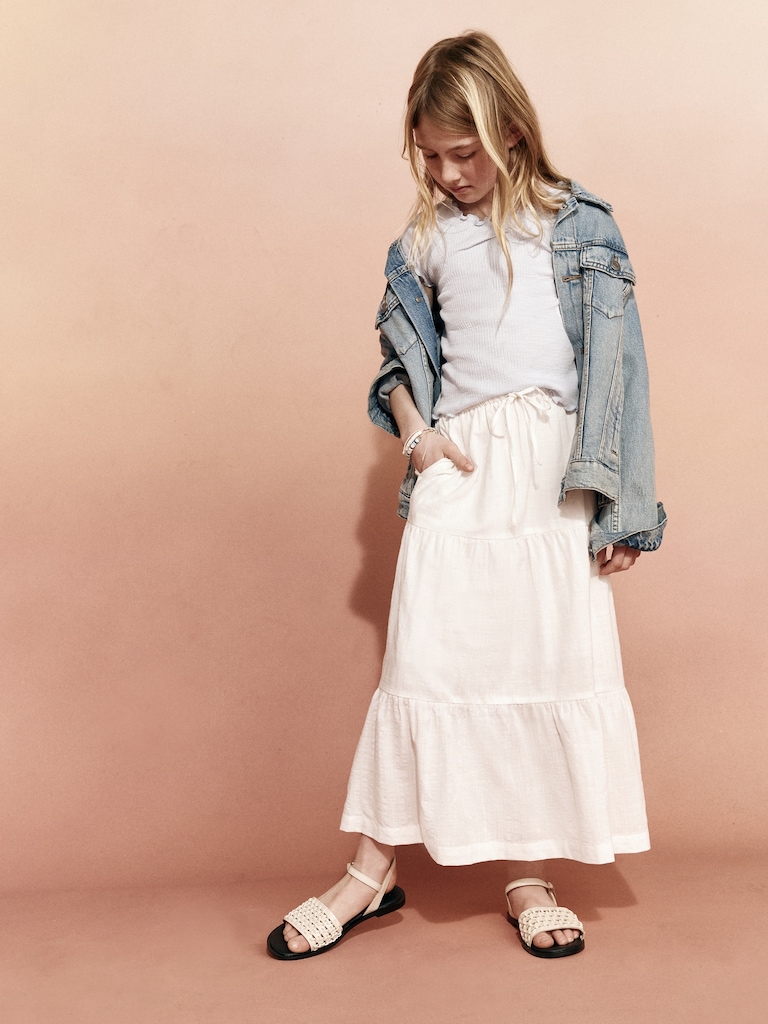 Tiered Swing Midi Skirt for Girls