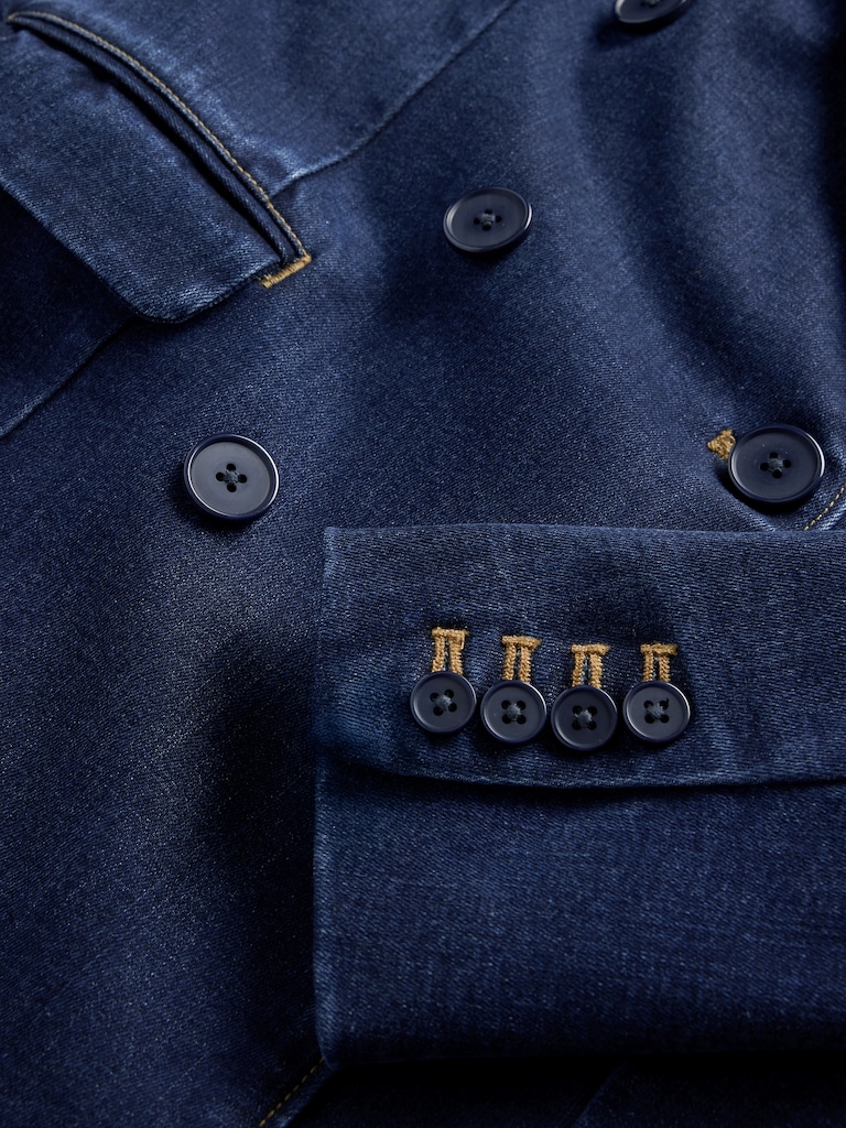 GapStudio Denim Double-Breasted Tailored Blazer