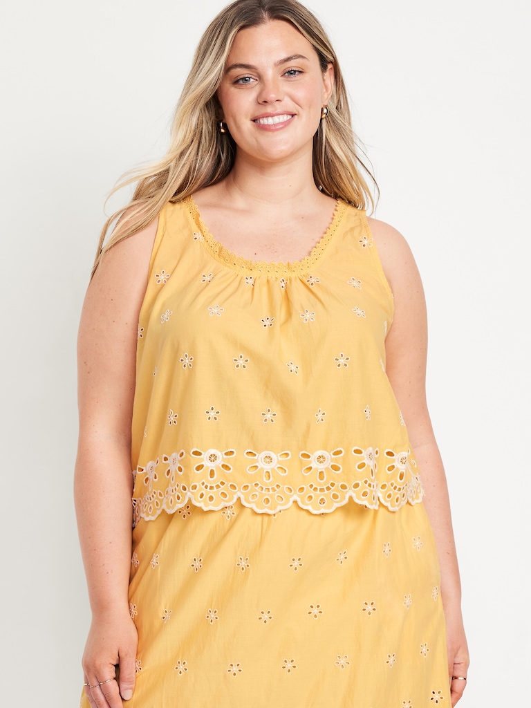 Sleeveless Eyelet Top