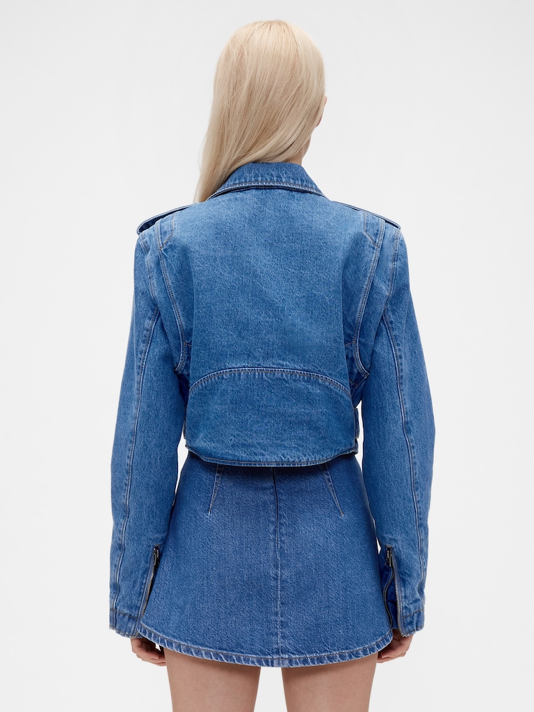 GapStudio Denim Crop Moto Jacket