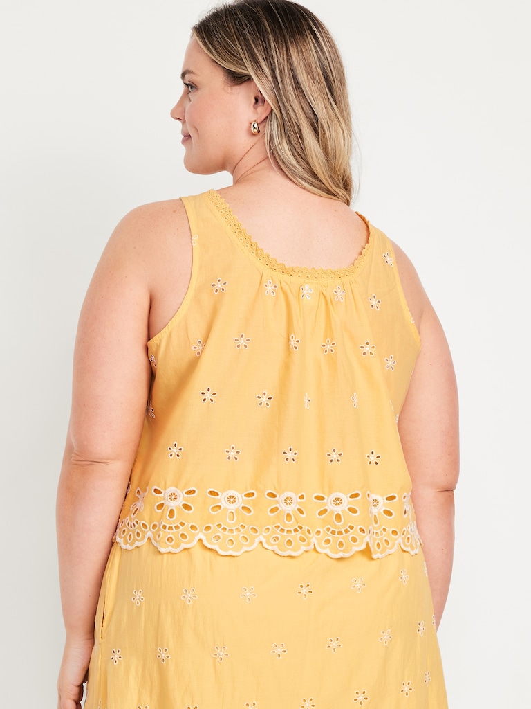 Sleeveless Eyelet Top