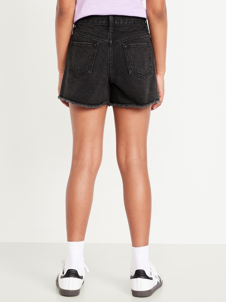 High-Waisted Ripped Frayed-Hem Jean Shorts for Girls