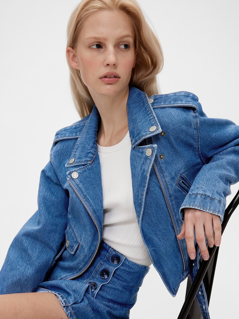 GapStudio Denim Crop Moto Jacket