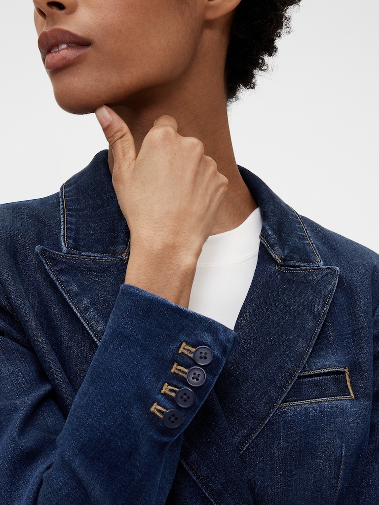GapStudio Denim Double-Breasted Tailored Blazer