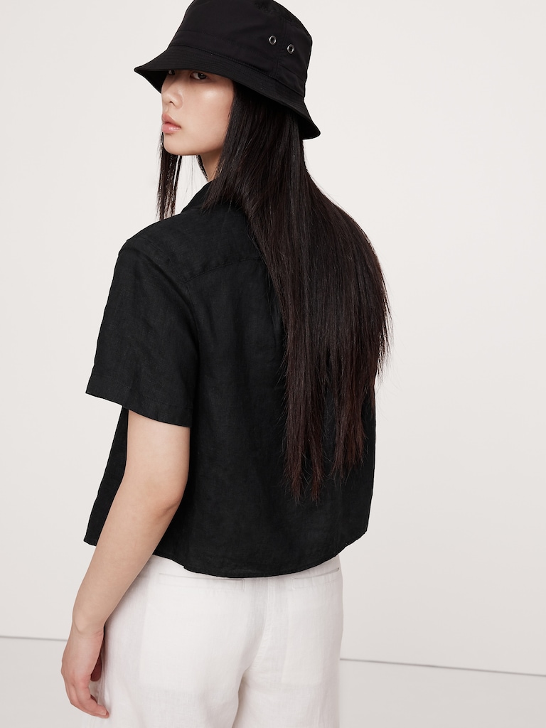 Boxy Linen Short-Sleeve Shirt