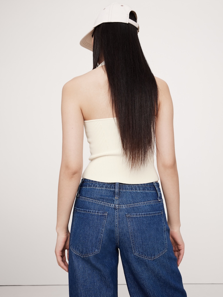 Sculpted Square-Neck Halter Top