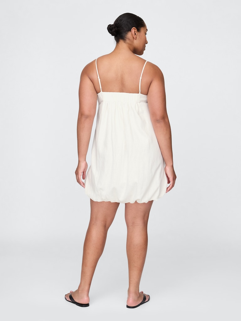 Linen-Blend Bubble Mini Dress
