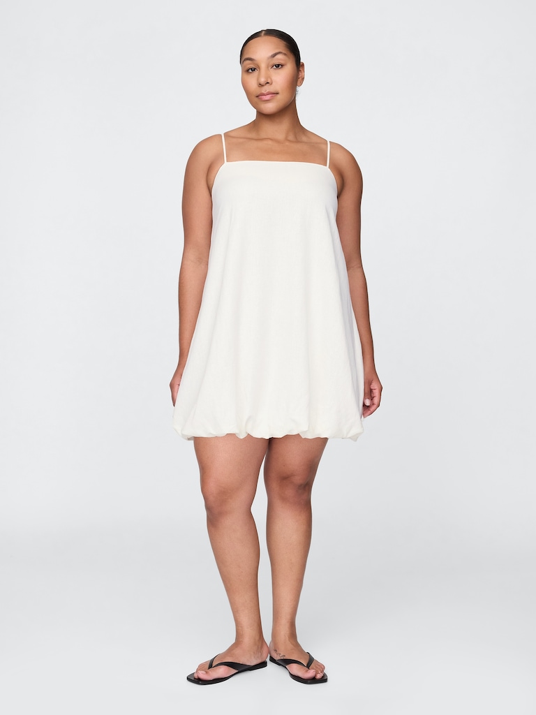 Linen-Blend Bubble Mini Dress