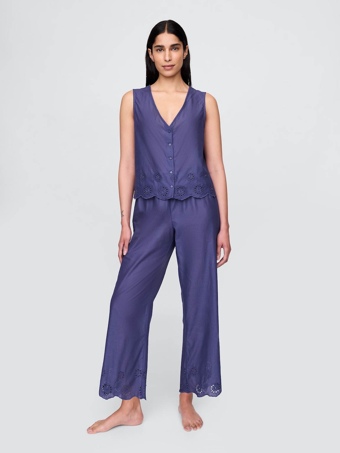 Eyelet Hem PJ Top