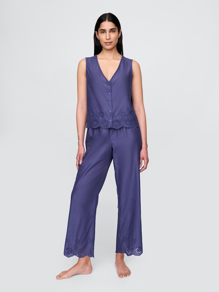 Eyelet Hem PJ Top