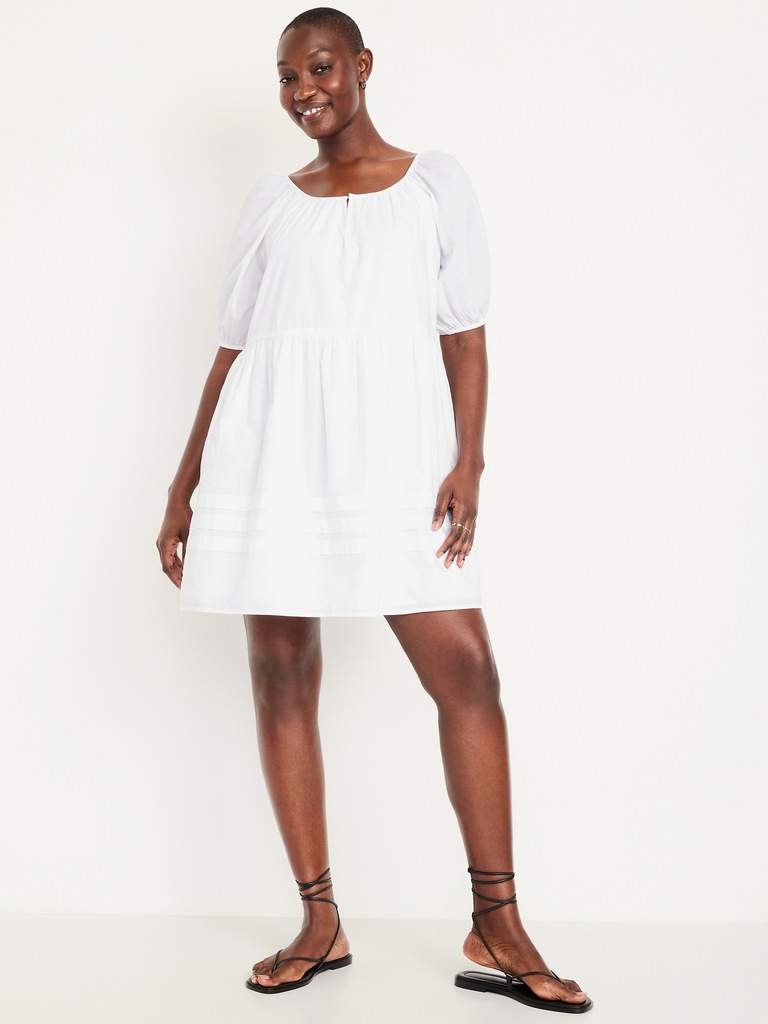 Pleated Mini Swing Dress