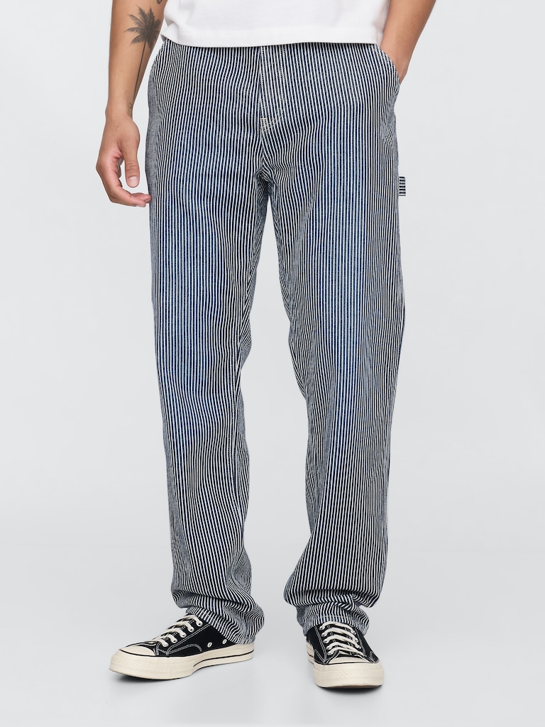 UltraSoft Denim Stripe Straight Carpenter Jeans