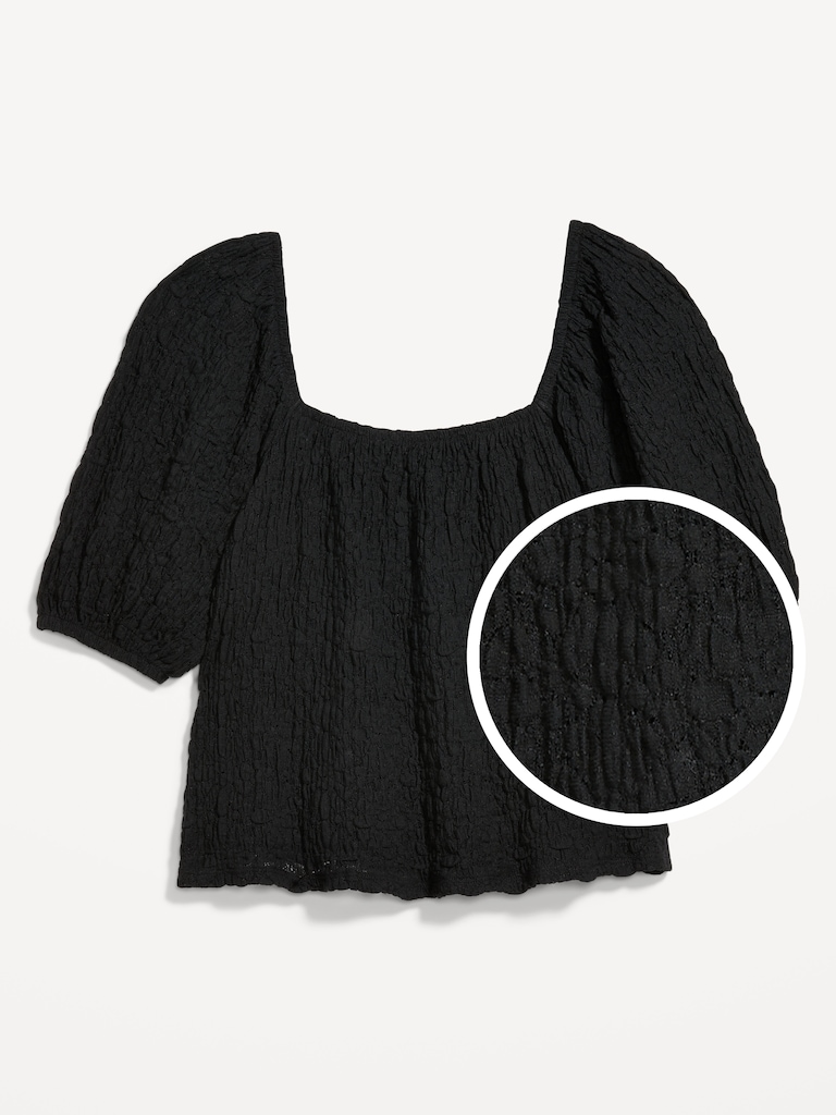 Puff-Sleeve Lace Top
