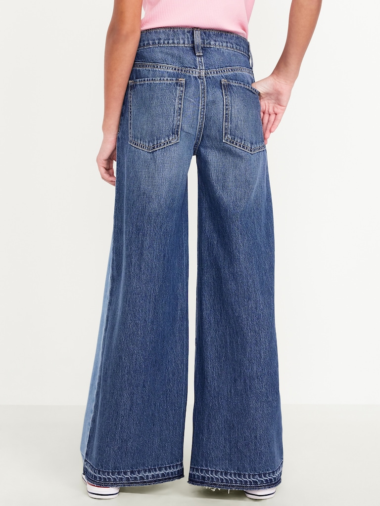 Super Baggy Two-Tone Wide-Leg Jeans for Girls