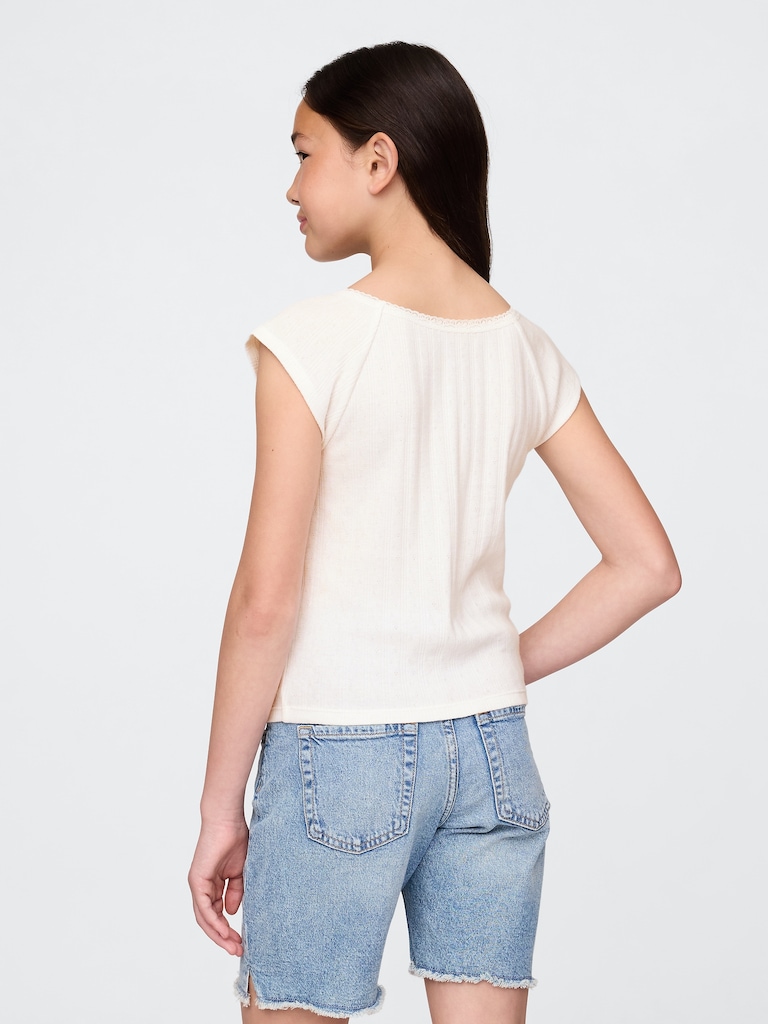 Kids Lace-Trim Pointelle T-Shirt