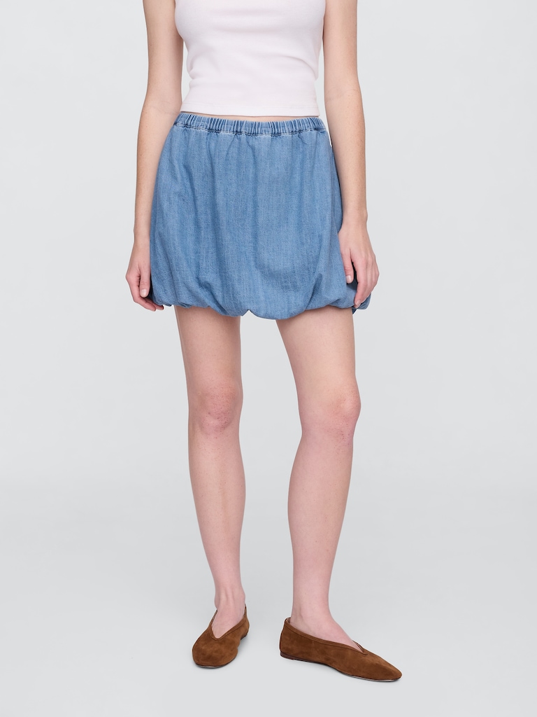 Denim Bubble Mini Skirt