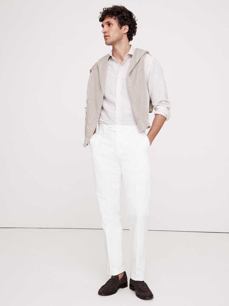 Slim Italian Cotton-Linen Dress Pant