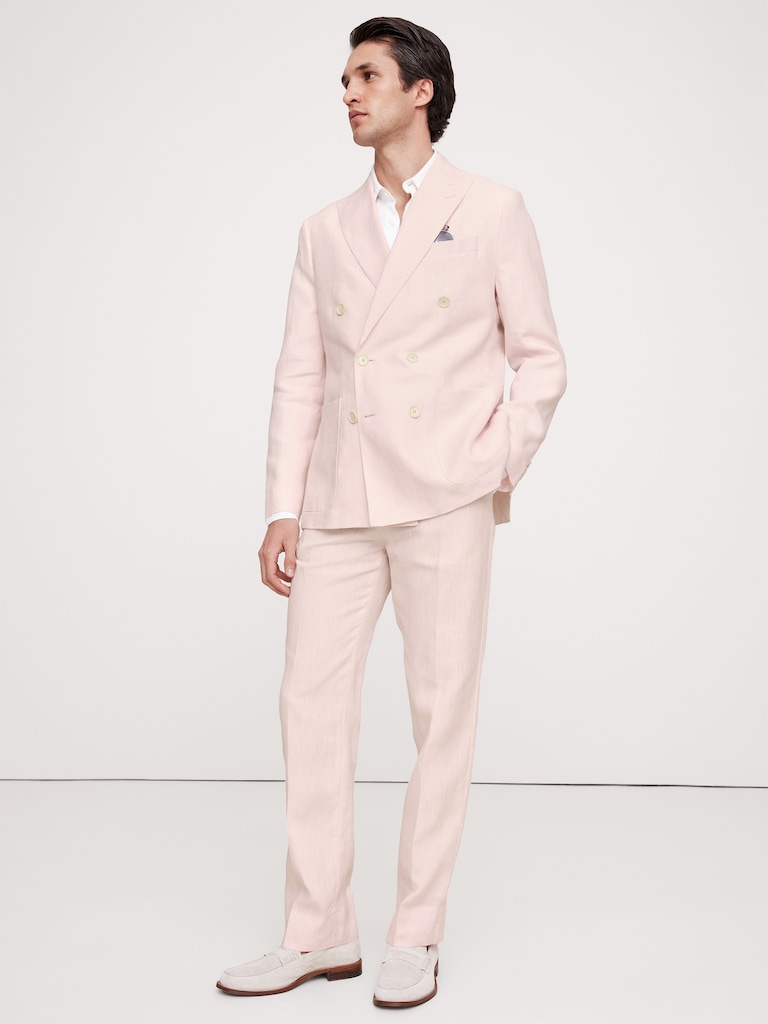 Double-Breasted Linen Suit Jacket