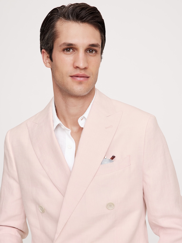 Double-Breasted Linen Suit Jacket