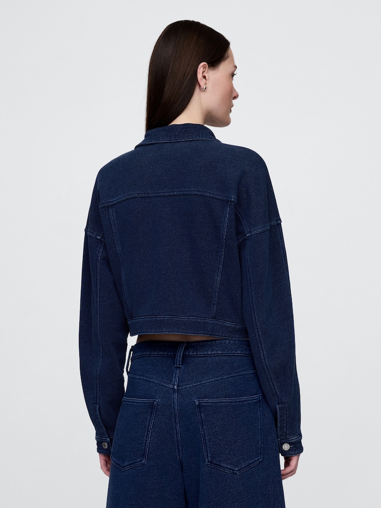 French Terry Icon Denim Crop Jacket