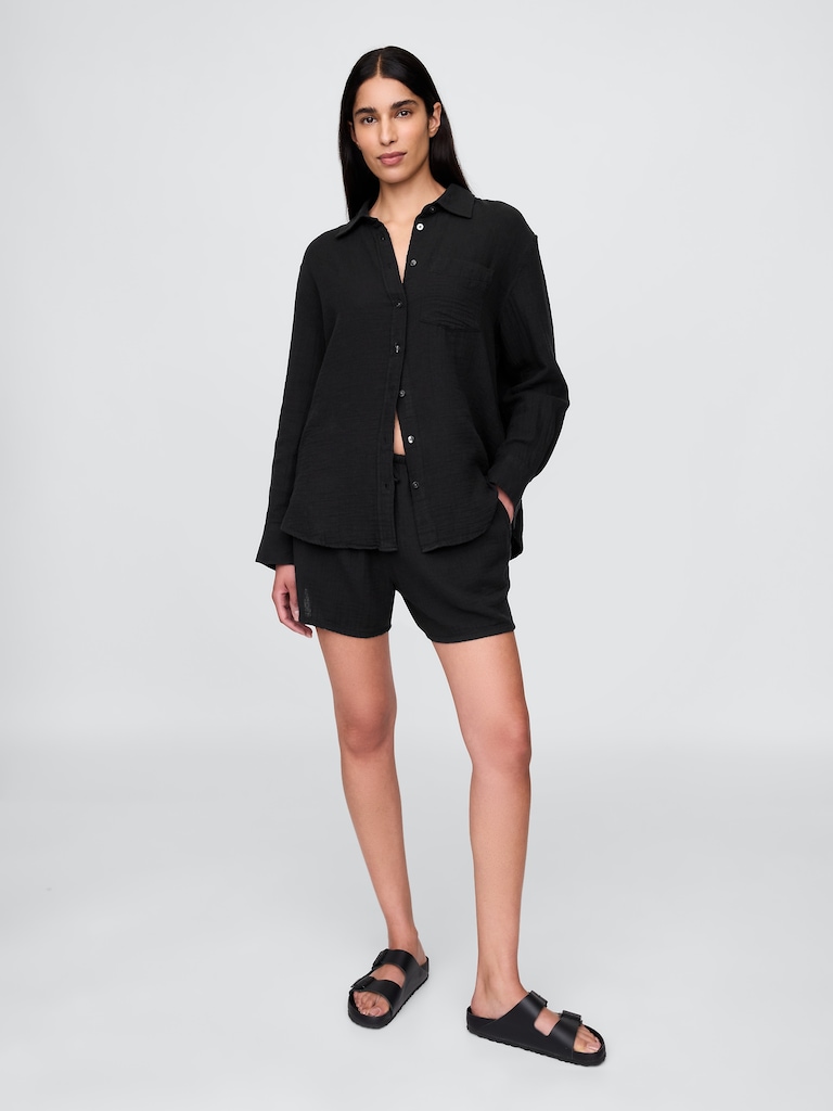 Cotton Gauze Button-Down Shirt