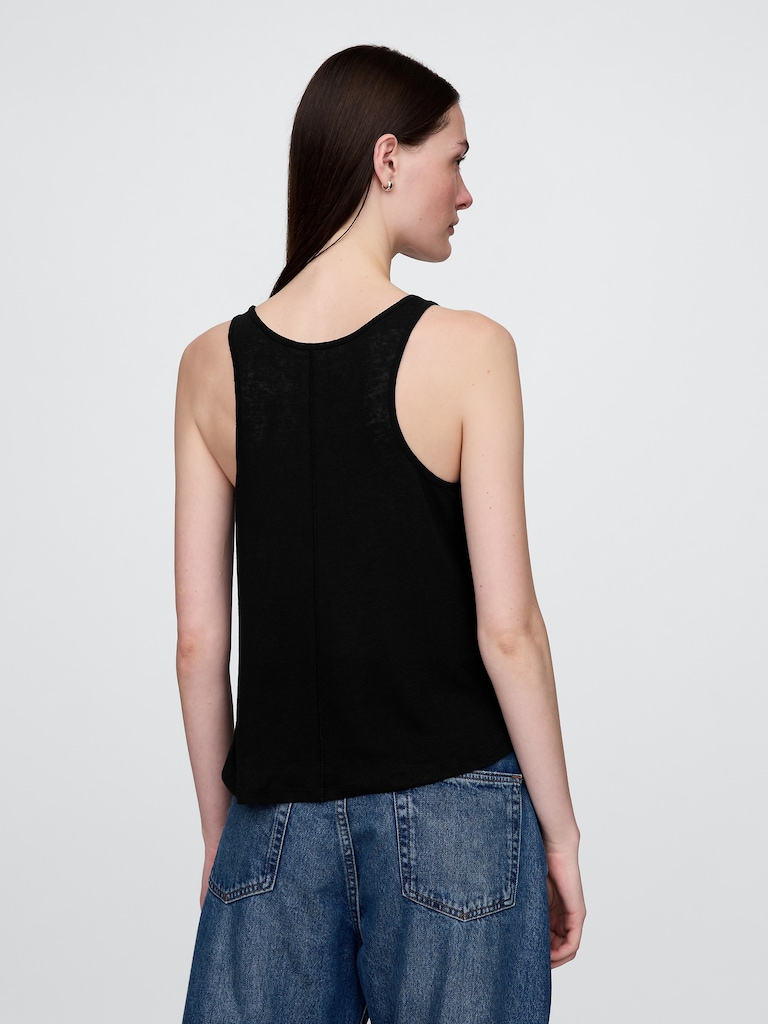 Linen-Blend Racerback Tank Top