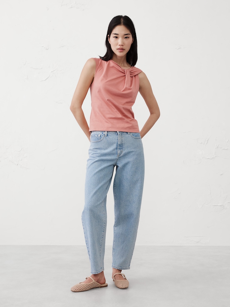 Premium Cotton Twist Shoulder Top