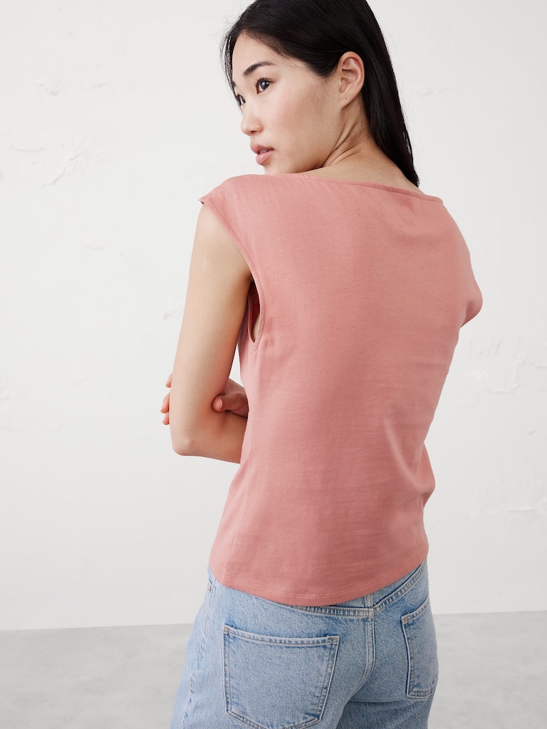 Premium Cotton Twist Shoulder Top