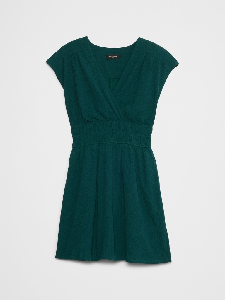 Textured Shirred Mini Dress
