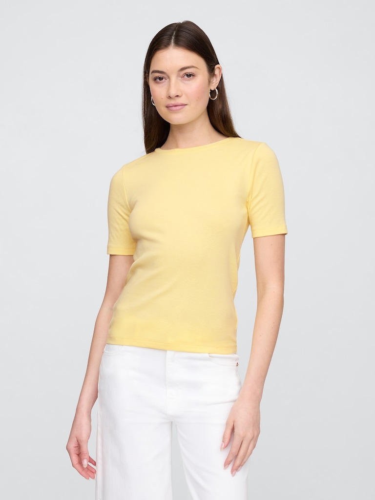 Modern Ribbed Crewneck T-Shirt