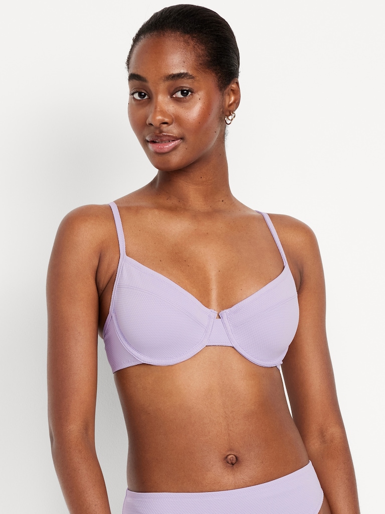 Textured Underwire Balconette Swim Top